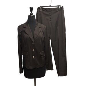 T Milano Brown Pinstripe 2-Piece Suit Blazer & Pants Set Size 12